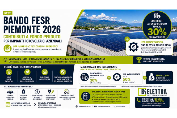 BANDO FESR PIEMONTE 2026 - FOTOVOLTAICO IMPRESE